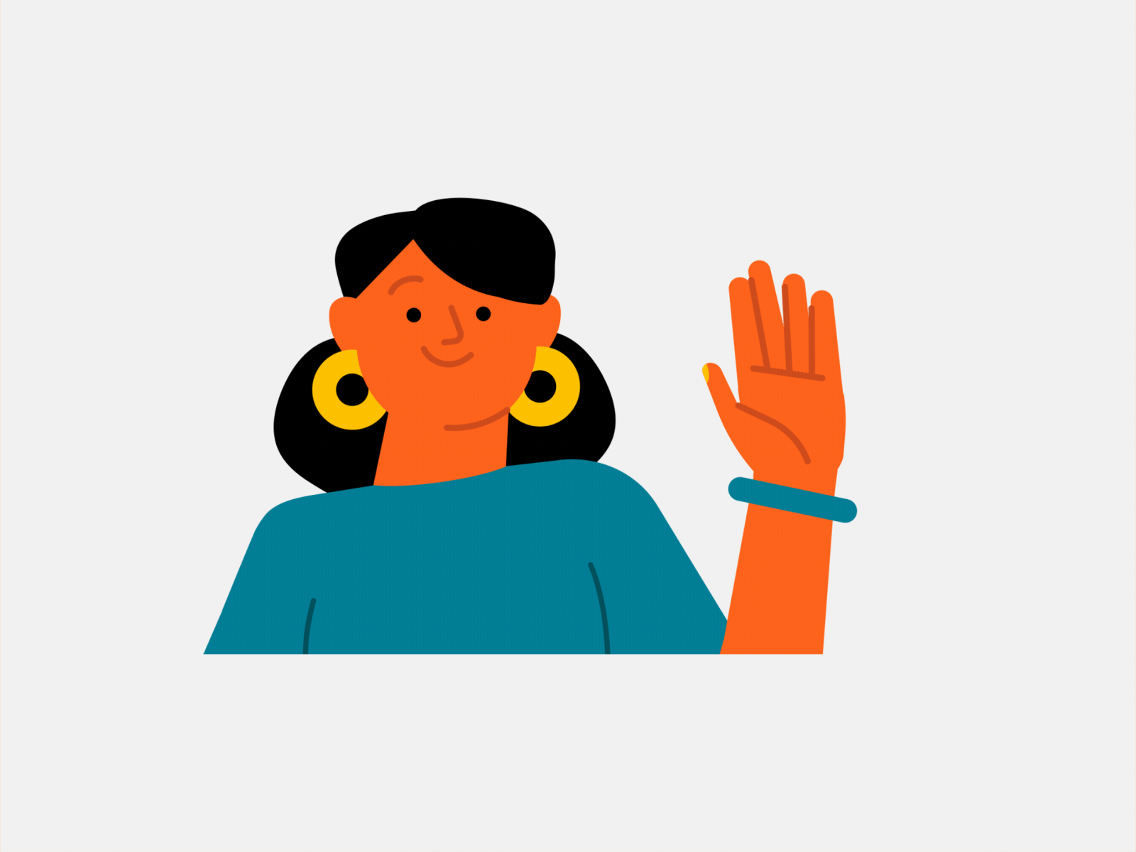 Saying hi — Character for a website animation character character design ciao gif girl hi illo illotv illustration loop motion motion design motion graphics wave website visual
