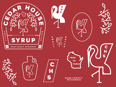 Cedar House Syrup branding crane sandhill crane syrup