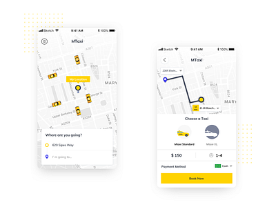 Taxi App Booking Concept dailyui design map mobile ui taxi app taxi booking taxi booking app ux