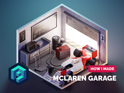 McLaren Garage Tutorial 3d blender car diorama f1 garage illustration isometric lowpoly render room tutorial