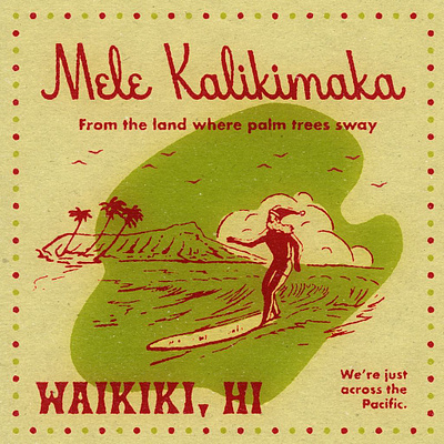 Mele Kalikimaka Illustration christmas hawaii illustraion retro retro christmas retro hawaii surfing surfing santa typography vintage vintage christmas