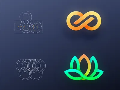 Shapes and Symbols or Logo from Dribble's Popular branding flower flower illustration flower logo geometric golden ratio icon icons illustration logo lotus lotus flower shapes symbols ui vector
