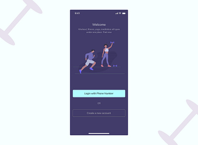 Daily UI for fitness app welcome screen appdesign fitness fitness app ios onboarding onboarding screen onboarding ui register uidesign