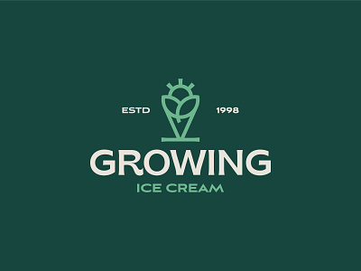 Growing Ice Cream Logo Design agriculture agro brand branding design farm gelato growing ice cream logo logodesign minimal smart logo sun