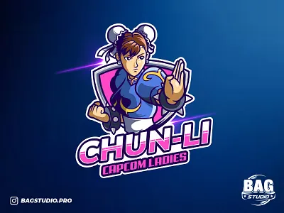 Chun-Li esport logo badges capcom characterdesign esports esports logo fanart gaming illustrator logo mascot streetfighter vector