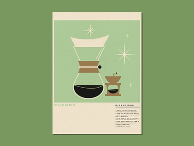 1950s Chemex Coffee Maker Poster 1950s 50s chemex coffee how to illustration illustrator mid century mid century photoshop poster pourover recipe retro vintage