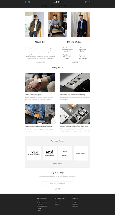 Minimal & Sleek Men Online Clothing Landing Page clothing brand ecommerce shop fashion brand landing page minimalism ui uidesign uidesigner uxui webdesign