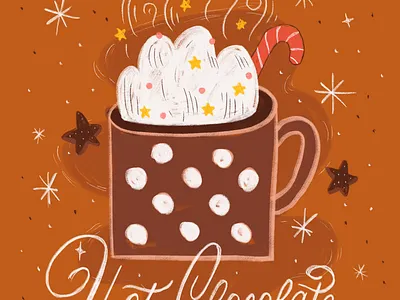 The 12 Drinks of Christmas - Hot Chocolate 12 days chocolate christmas cozy dots drink festive handlettering handwriting holiday hot hot chocolate ipad lettering mug procreate sketching warm winter xmas
