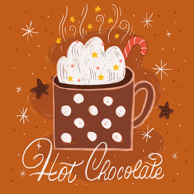 The 12 Drinks of Christmas - Hot Chocolate 12 days chocolate christmas cozy dots drink festive handlettering handwriting holiday hot hot chocolate ipad lettering mug procreate sketching warm winter xmas