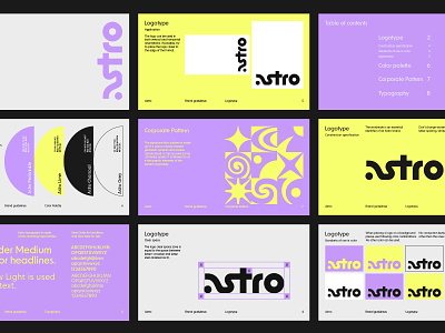 astro brand guide astro brand brand book branding cosmic cosmos design guideline layout logotype pages pattern presentation slide deck
