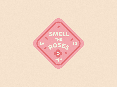 Smell The Roses badge badge logo flat flower flowers lockup oldschool pink rose roses simple vintage