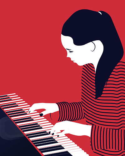 Creative Woman creative design draw dribbble flat illustration illustrator piano sketch vector woman