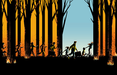 Wildfires conceptual digital editorial folioart illustration magazine cover stephan schmitz