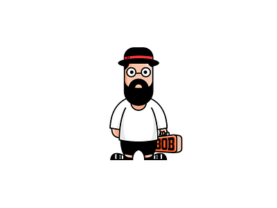 Box Of Basics 2d beard box of basics branding character clean cute design guy hat illustration logo man mascot minimal modern simple socks suitcase vector