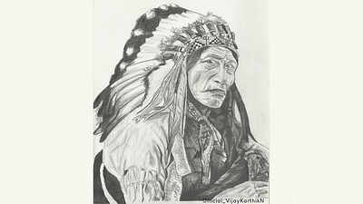 Sketch of a red Indian using Staedtler Fineliner art charcoal drawing charcoaldrawing design paint painting redindian staedtler