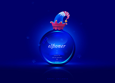 Elfioner by Santa 2020 blerus blue christmas concept elf happiness illustrator logodesign logotype new year package perfume reflection santa snowflake