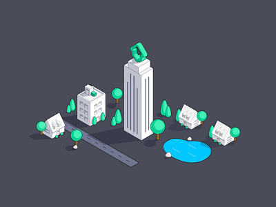 Helius Village Icons branding building city design flat illustration isometric simple ui vector