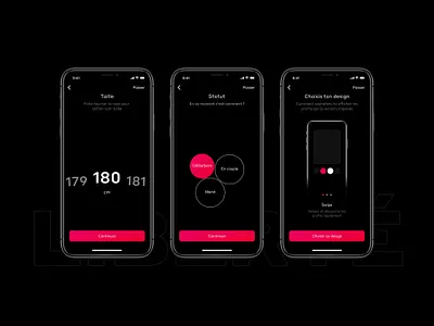Frenchkiss App #6 android clean dark app dark ui dating dating app datingapp design ios minimal mobile mobile app mobile ui onboarding register registration settings setup