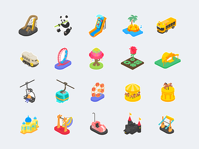 attraction icons amusement park attractions graphic icon illustraion