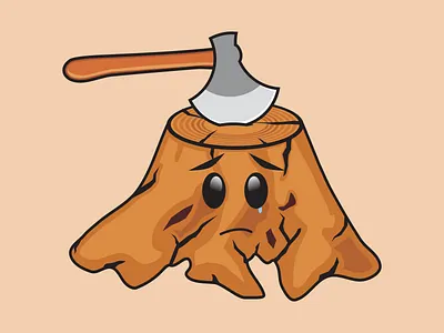 Sad Tree On Axe illustration