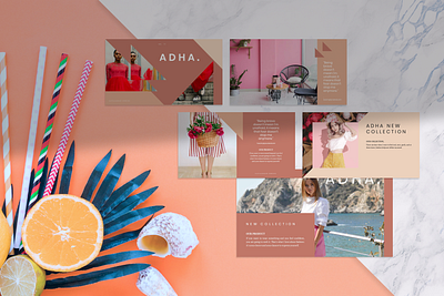 ADHA Powerpoint Template adha coral deck elegant fashion food google slide keynote model pitch pitchdeck powerpoint ppt pptx presentation presentation layout simple slide store template