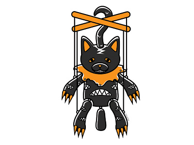 Possessed Marionette alternative black cat blackcat cat creepy design digital illustration marionette vector