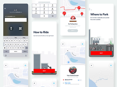 Shared iOS Screens in Motion bird bird app bird scooters ios map lime bike location map mobile app motion scan to ride scooter scooters shared sidebar uber