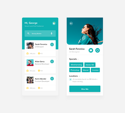 Find Freelance App adobe xd modern ui design uiux