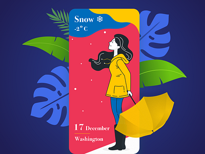 Snowy Winter ❄ app background color palette dark app dark ui design flat girl illustration landing page mobile ui nature new year onboarding sketch trending ui vector weather winter