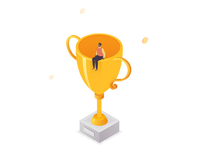 Business situations - isometric illustrations award business businessman character composition design illustration line style trophy vector victory