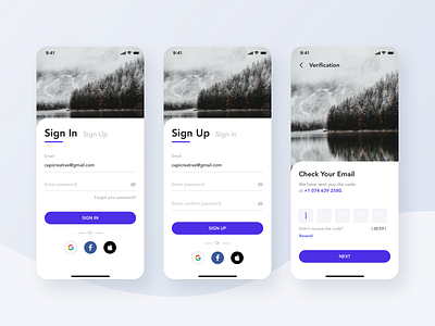 Sign In - Sign Up app design ui