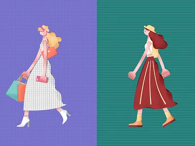 走路的女孩2 illustration logo 女孩 手绘 插画 插画设计 走路