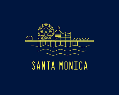 Santa Monica Pier Icon california icon illustration line art pier rebound santa monica scene socal