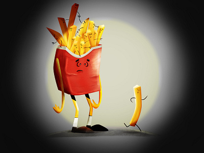 Fried potatoes box cartoon character fast food food fried fried potatoes funny oil potato