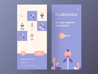 Gardenia - Plants & Flowers for your special occassions app app concept app design app designer design designer flower garden illustration login logo plants product pruple sketch typography ui uiux ux vector