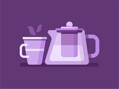 Kettle with a mug flat glass hiwow hot illustration illustrations mug steam tea teapot