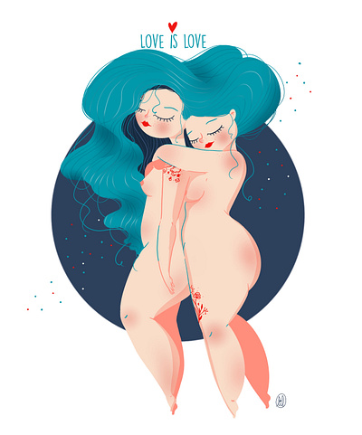 Love is Love character curve curvy digital illustration digitalart illustration ipadpro lgbt love loveislove procreate procreate art tattoo women