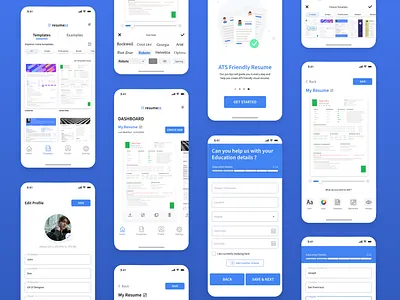 Resume Building App Concept app app design blue building clean concept cv design illustration minimal resume ui