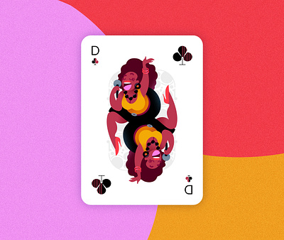Jazz player cards - Queen of Clubs 2d affinitydesigner art colorful design flat illustration minimal pastels vector