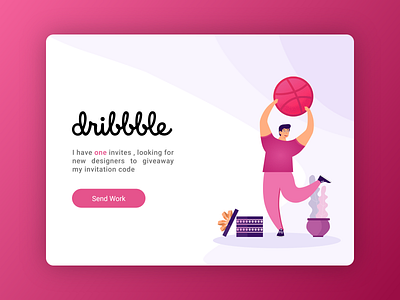 One Dribbble Invites characters design dribbble dribbble invite dribbble shot illustration illustrations invitation invite vector