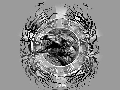 prophet bird creepy crow eerie gothic horror illustration nevermore ominous poe raven spooky t shirt