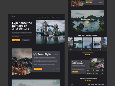 Travel agency website beautiful bus card layout culture dark ui design landing photos sights steambot travel traveling ui user interface ux web banner web desgin web design website