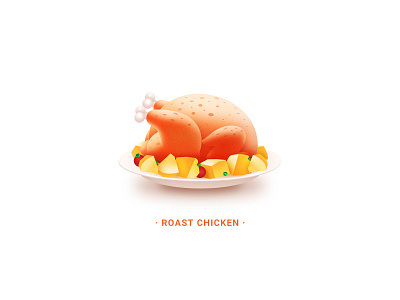 roast chicken icon illustration