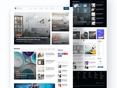 PIXMART- Magazine Landing page 2019 trend blog branding clean design flat interior landing page lifestyle logo magazine minimal typography ui ux web website