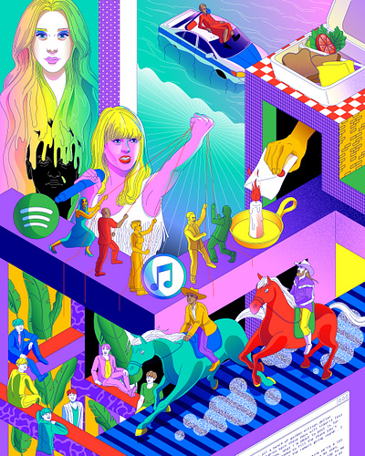 Taylor Swift vs Everyone colors entertainment hamilton illustration illustrator isometric itunes kesha lines minimal music pattern pop rainbow spotify taylorswift texture vector