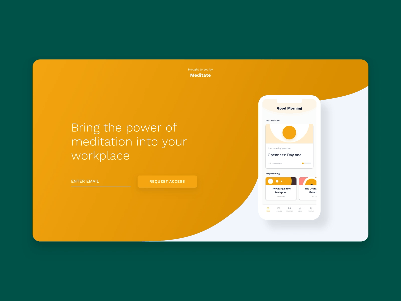 Meditate - Request Access design meditate ui ux web