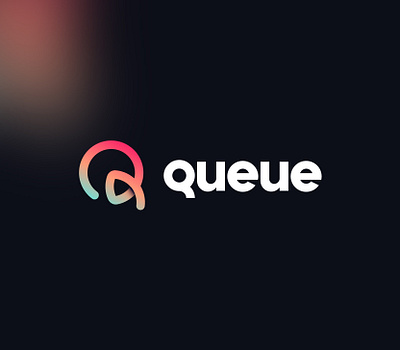 Queue app logo branding case study design icon letter logo mark monogram play play button q