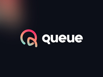 Queue app logo branding case study design icon letter logo mark monogram play play button q