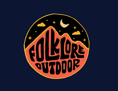 Folklore Outdoor badge logo camping constellation crest logo custom lettering hand drawn handlettering hiking lettering logodesign logotype mountain logo outdoor outdoor badge outdoor logo star typography