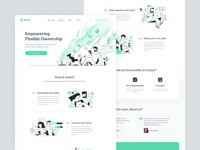 Kafene Landing page design finance illustration landing page loan ui